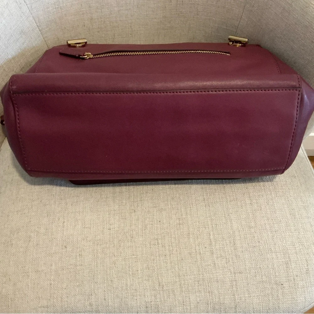 Tory Burch Priscilla gold chain plum leather shoulder bag handbag push lock